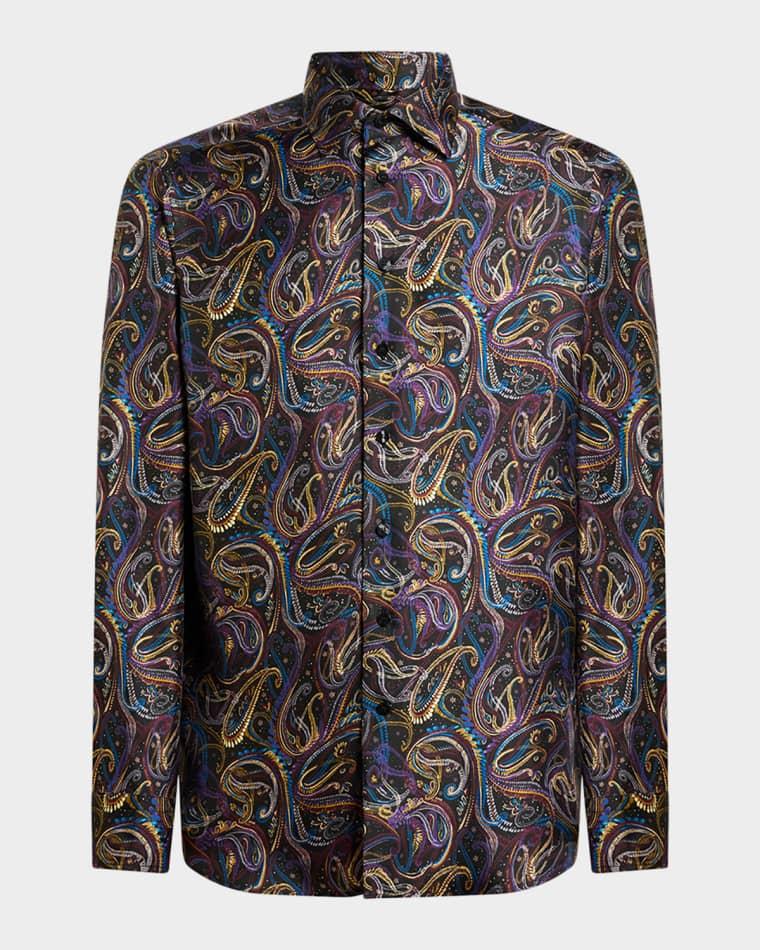 Men's Multicolor Paisley Silk Sport Shirt by ETRO