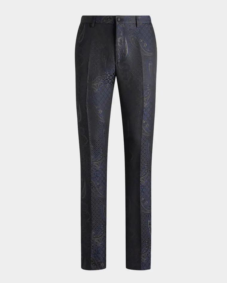 Men's Paisley Jacquard Flat-Front Trousers by ETRO