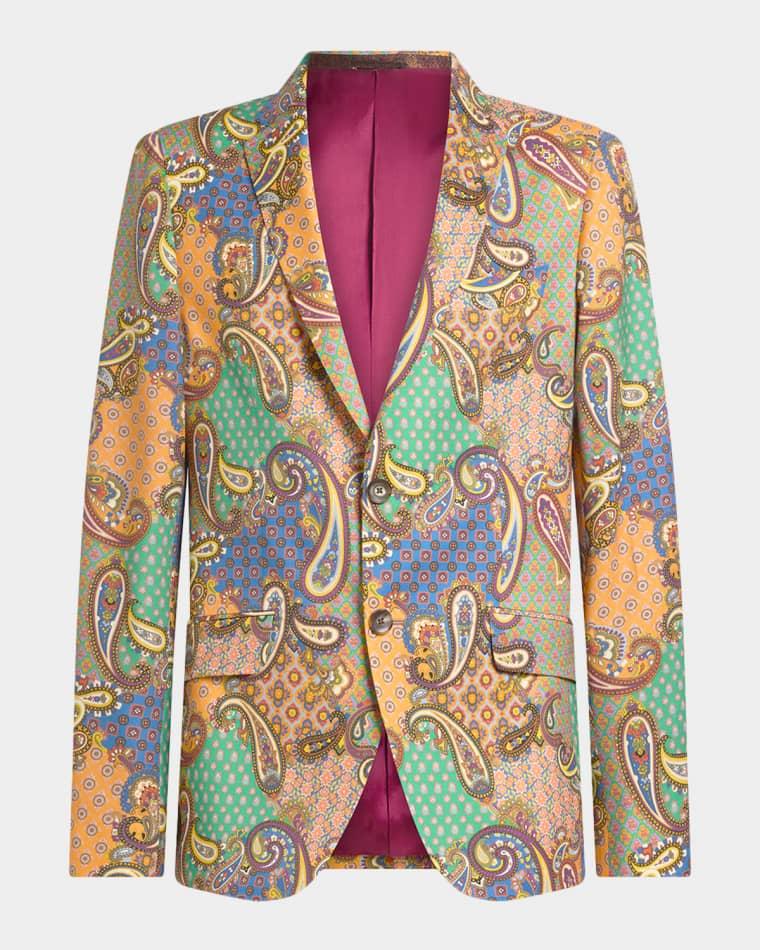 Men's Wool Patchwork Single-Breasted Sport Jacket by ETRO