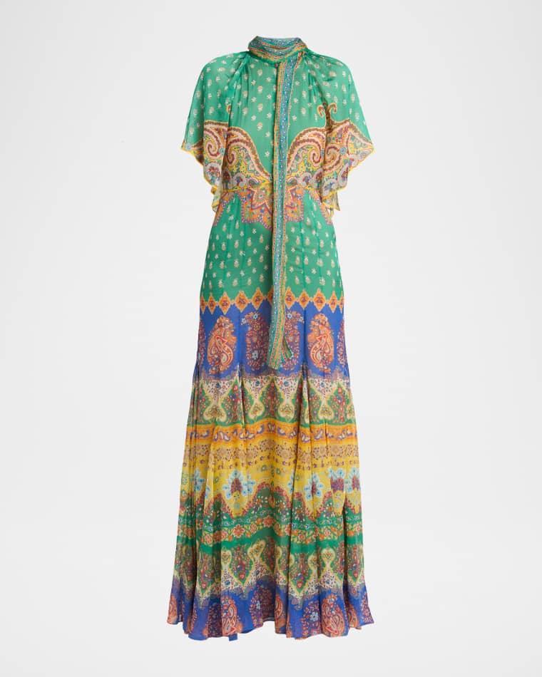 Neck-Tie Paisley Maxi Dress by ETRO