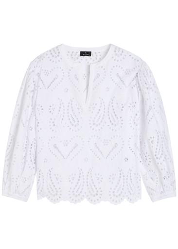 Open-embroidery cotton-blend blouse by ETRO