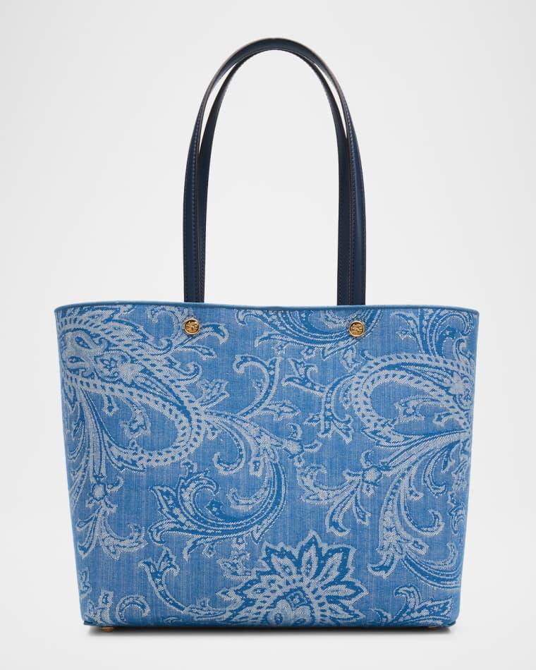 Paisley Jacquard Denim Shopping Tote Bag by ETRO