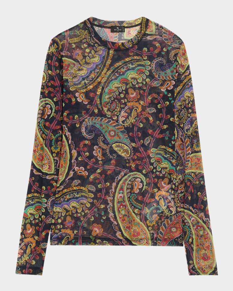 Paisley Mesh Long-Sleeve Top by ETRO