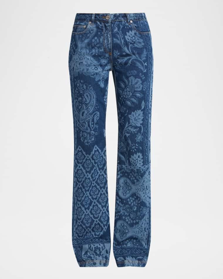 Paisley Patchwork Print Bootcut-Leg Jeans by ETRO