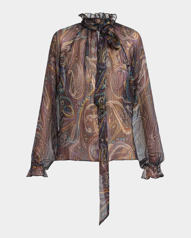 Paisley Semi-Sheer Silk Blouse by ETRO