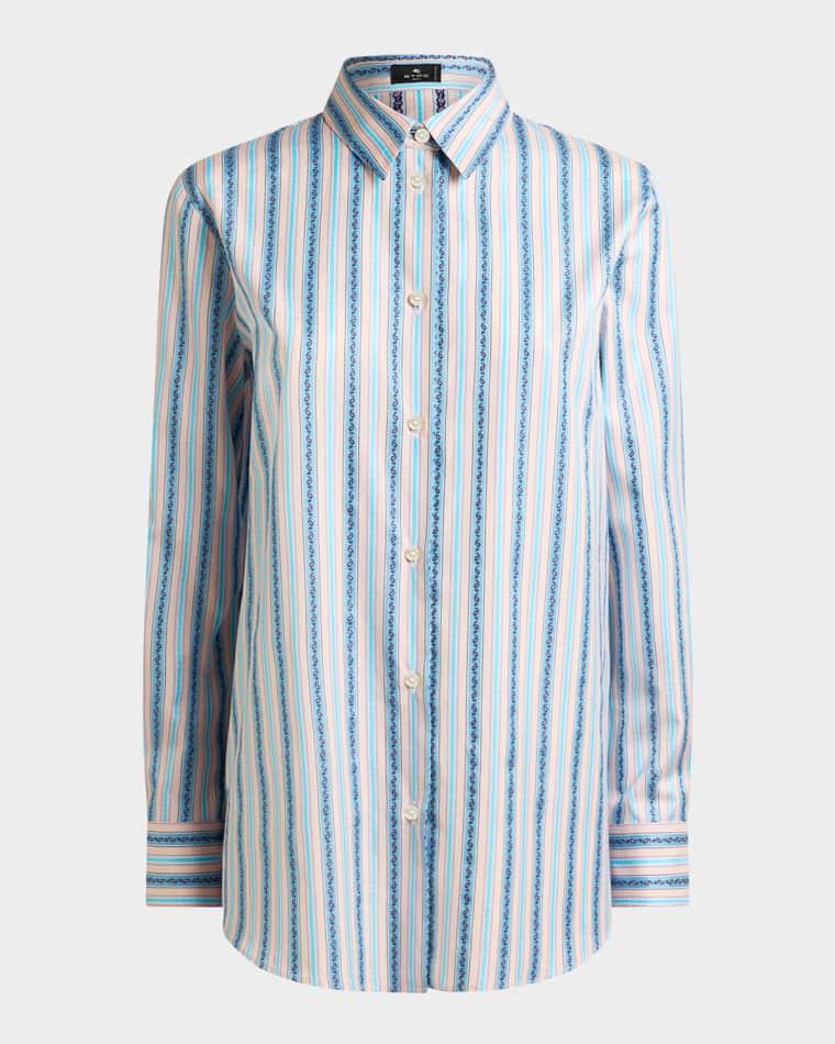 Paisley Striped Cotton Button-Down Shirt by ETRO
