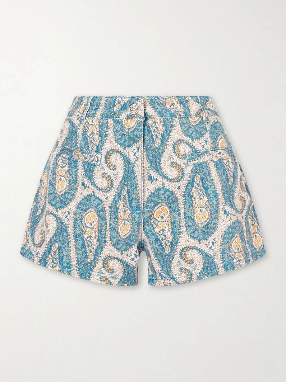 Paisley-print denim shorts by ETRO