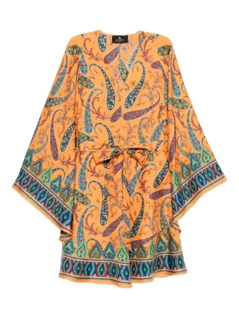 Paisley tie-waist silk dress by ETRO