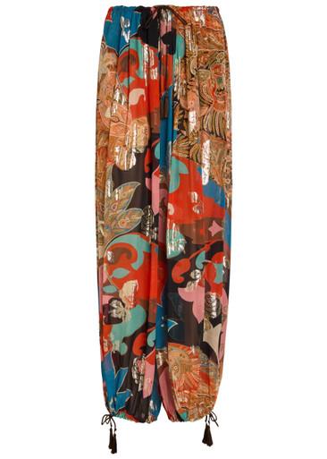 Patterned balloon-leg silk trousers by ETRO