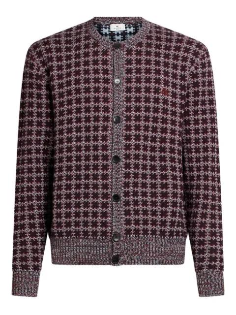 Pegaso-embroidered geometric-pattern cardigan by ETRO