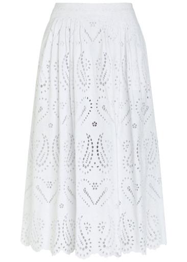 Pleated embroidered cotton-blend midi skirt by ETRO