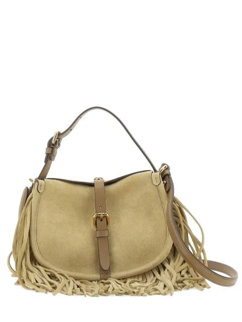 Pony fringe-design buckle-detail leather shoulder bag by ETRO