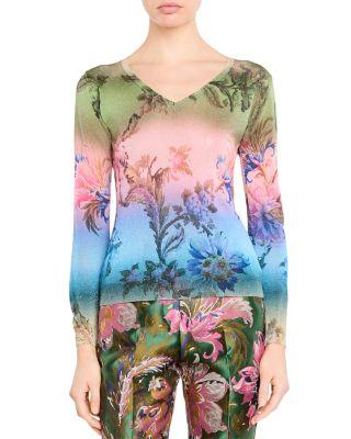 Printed V Neck Knitted Top by ETRO