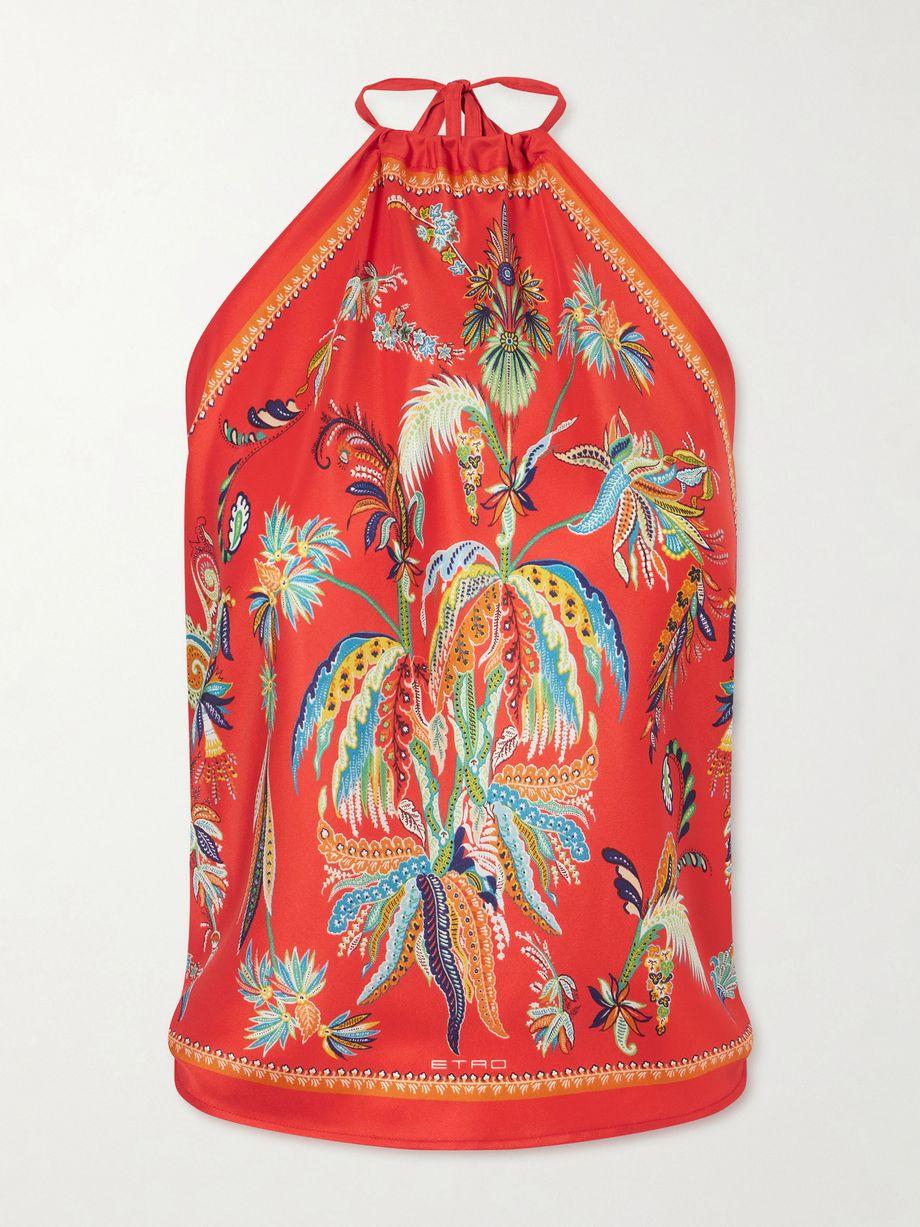 Printed silk-satin halterneck top by ETRO