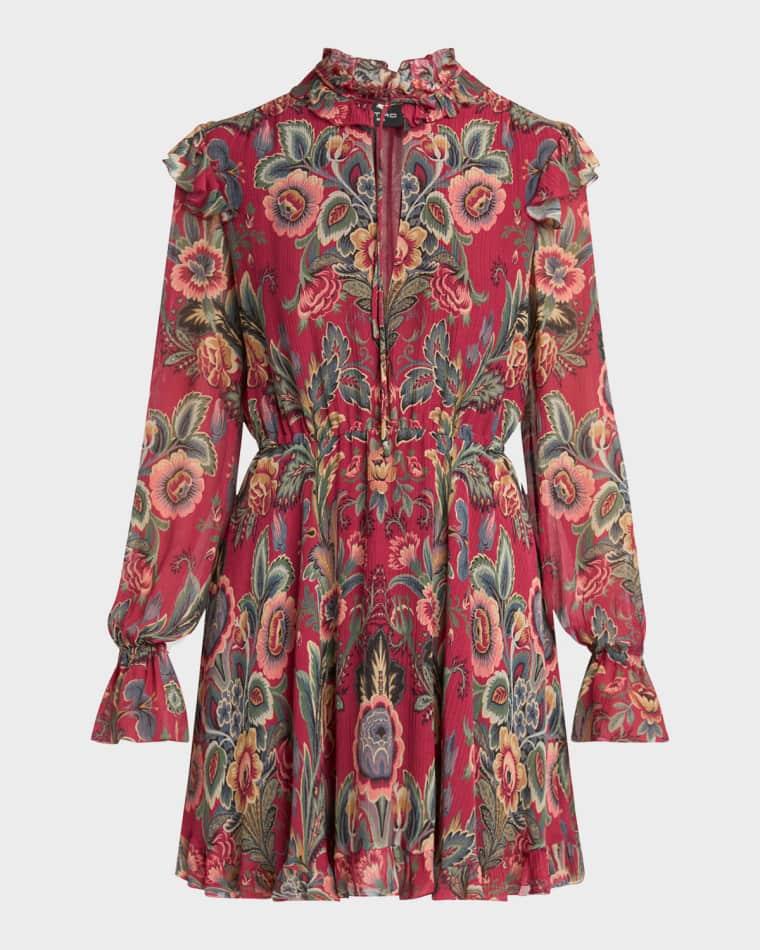 Ruffled Long-Sleeve Mini Dress by ETRO