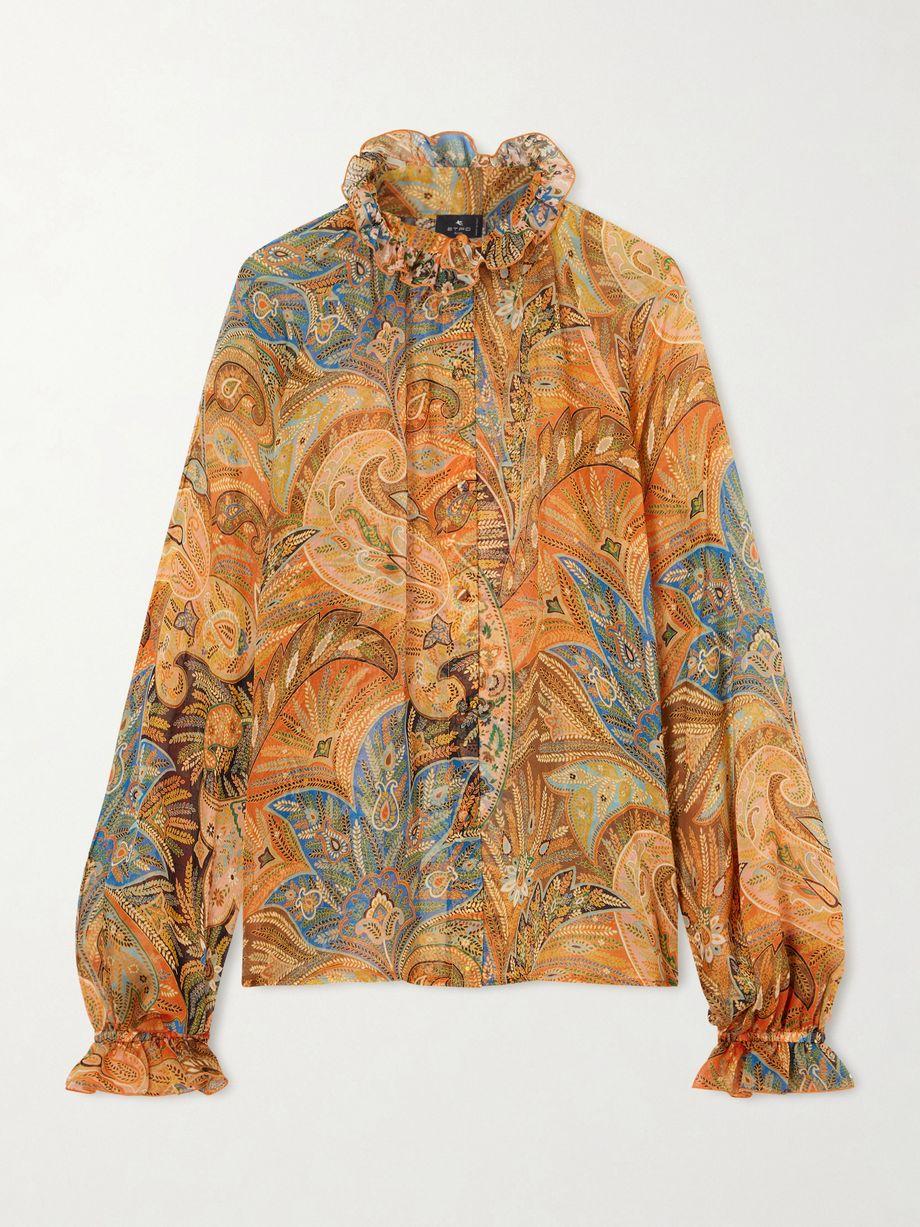Ruffled paisley-print silk blouse by ETRO
