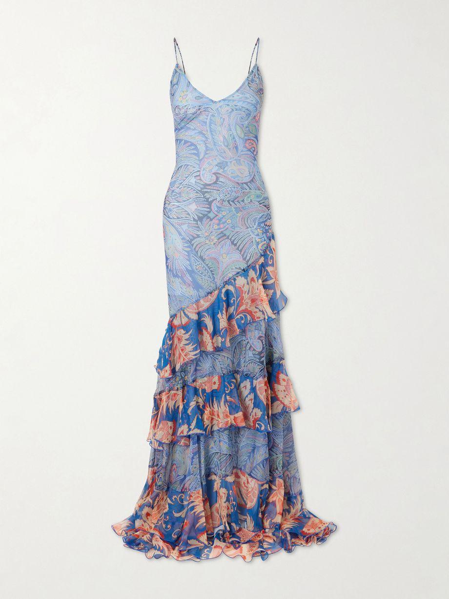 Ruffles tiered paisley and floral-print silk-chiffon maxi dress by ETRO