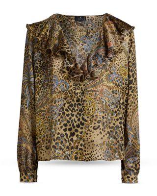 Silk Ruffled Collar Flared Shirt by ETRO