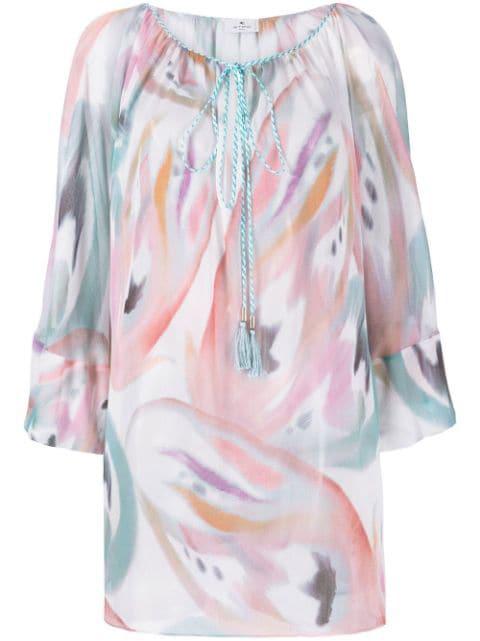 abstract-print boat neck blouse by ETRO