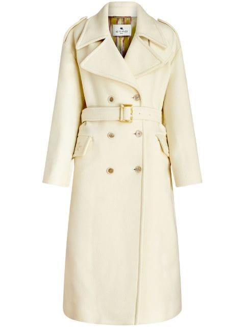 belted-waist double-breasted coat by ETRO
