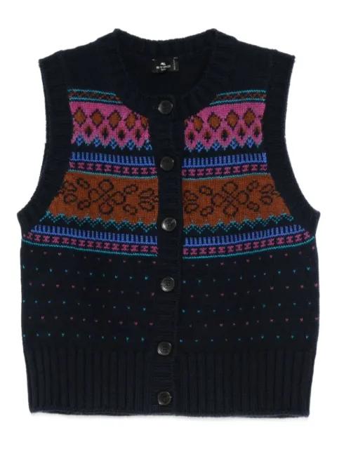 button-fastening patterned wool cardigan by ETRO