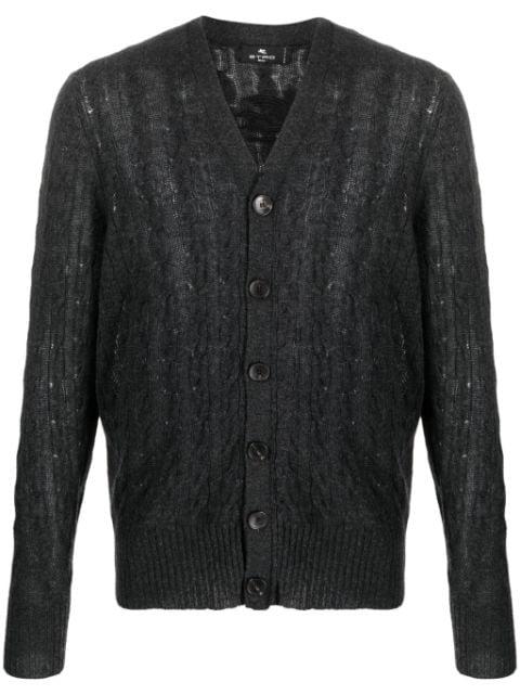 cable-knit cashmere cardigan by ETRO
