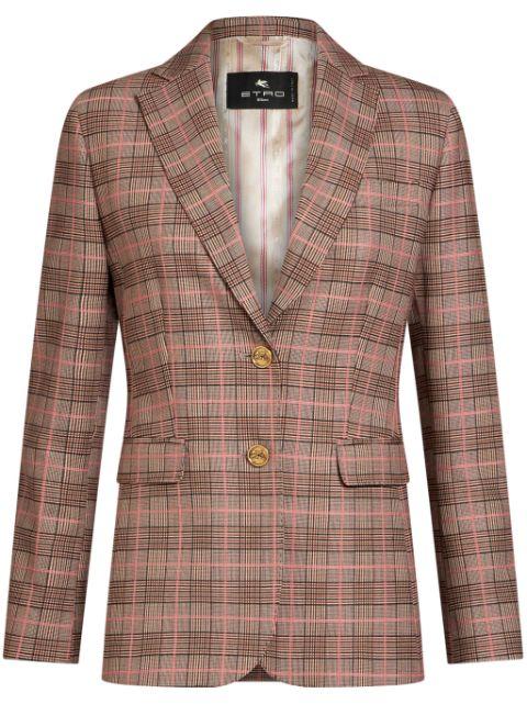 checkered logo-engraved buttons jacket by ETRO