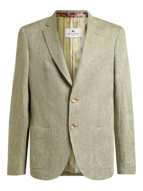 chevron-motif single-breasted linen jacket by ETRO