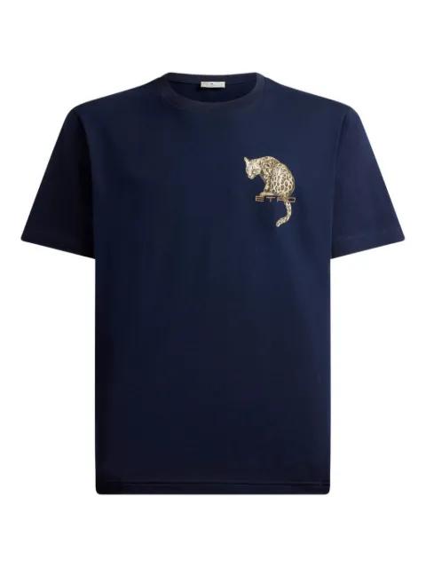 cotton T-shirt with leopard print and embroidery by ETRO