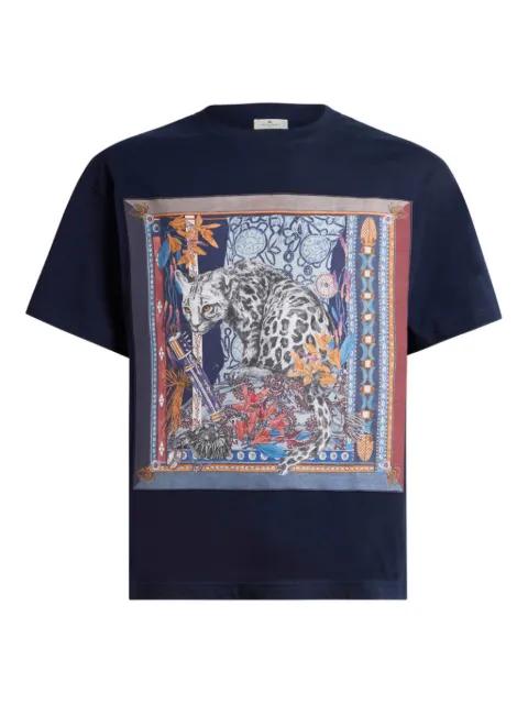 cotton T-shirt with placed leopard print by ETRO