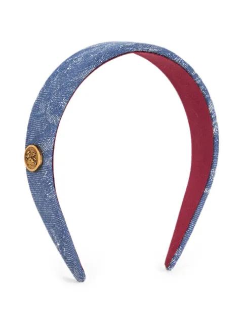 cotton and linen jacquard denim hair band with leafy motif by ETRO
