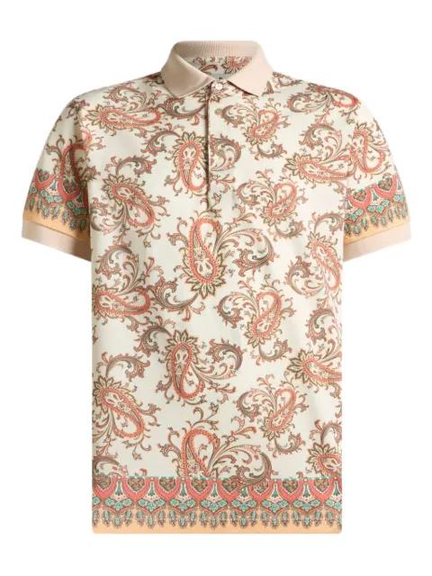 cotton polo shirt with placed print by ETRO