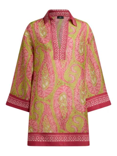 cover-up mini dress in cotton-blend fabric with paisley foliage motif by ETRO