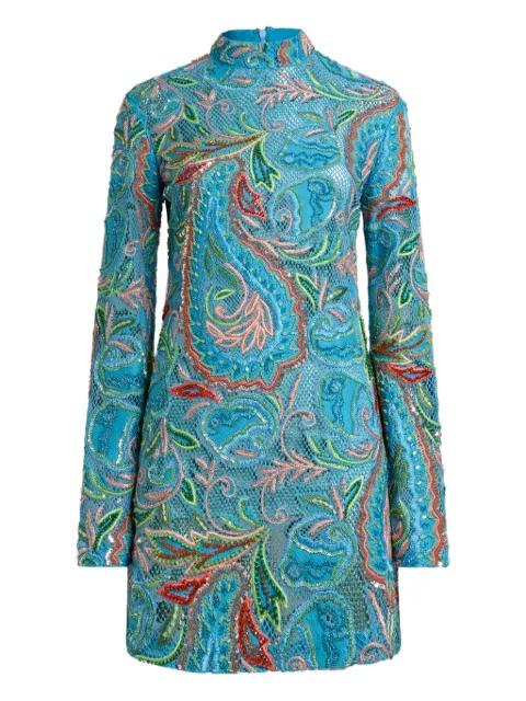 crochet-effect mini dress with sequin embroidery by ETRO