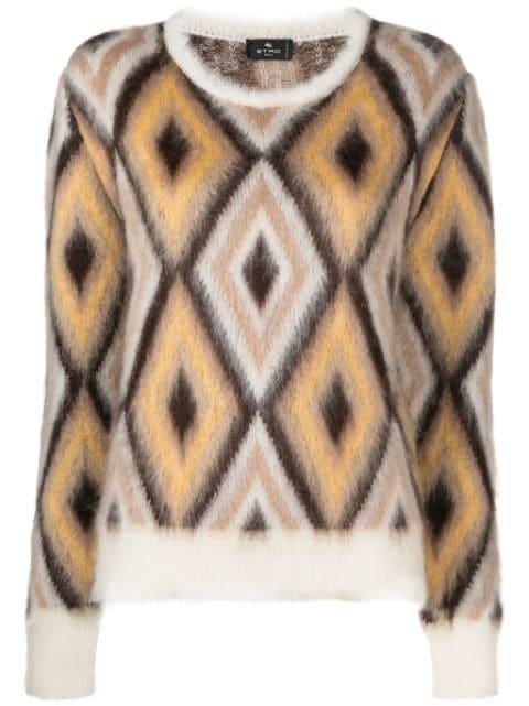 diamond-jacquard round-neck jumper by ETRO