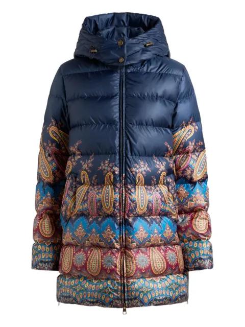 down jacket with hood and placed print by ETRO
