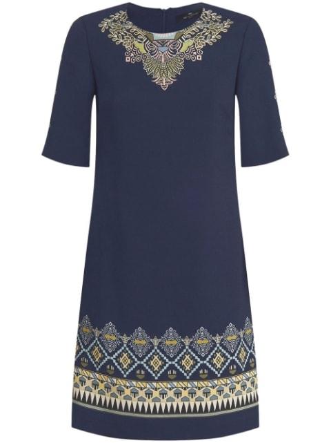 embroidered-design short-sleeve dress by ETRO