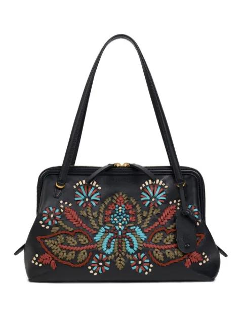 embroidered leather shoulder bag by ETRO