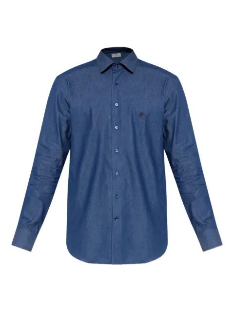 embroidered-logo cotton shirt by ETRO