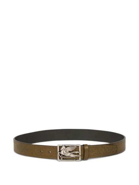 etched-embellishment Pegaso-buckle leather belt by ETRO