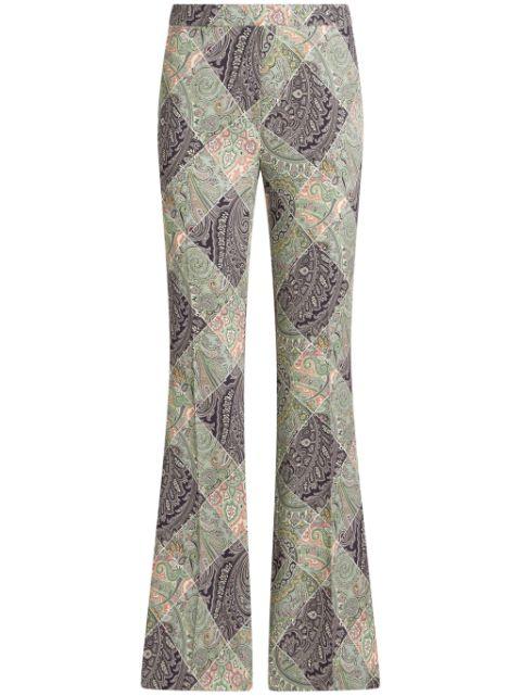 flared printed cady trousers by ETRO