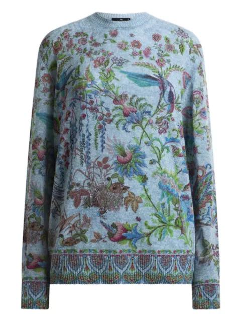 flora fauna-motif crew-neck sweater by ETRO