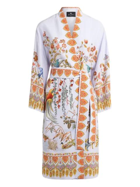 flora fauna-print silk robe by ETRO