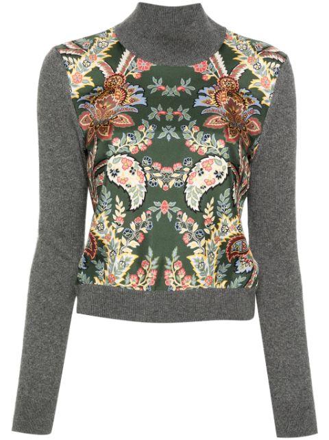 floral contrast-panel jumper by ETRO