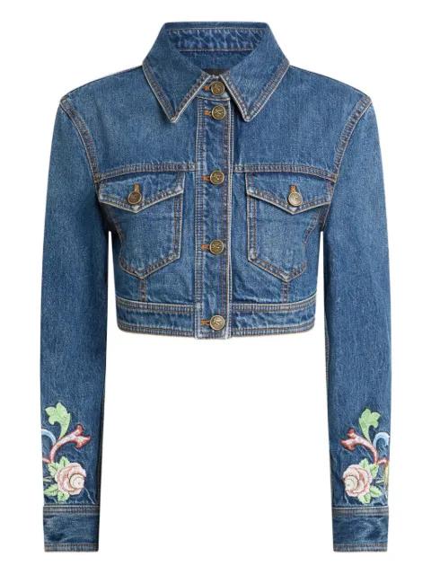 floral-embroidered cropped jacket by ETRO