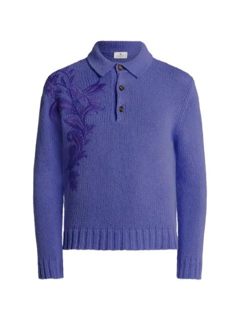 floral-embroidered polo shirt by ETRO