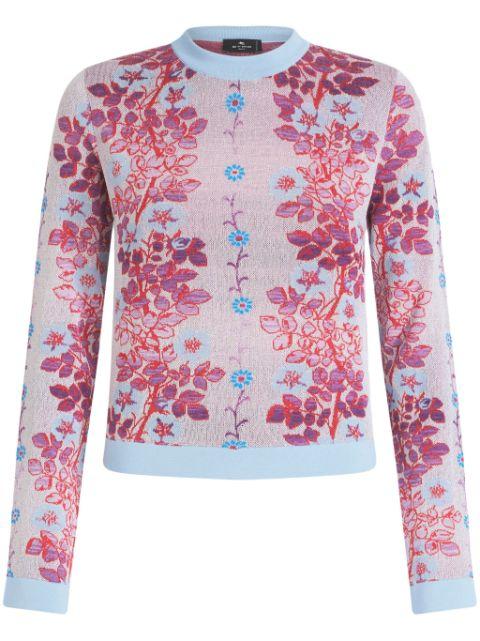 floral-jacquard crew-neck blouse by ETRO