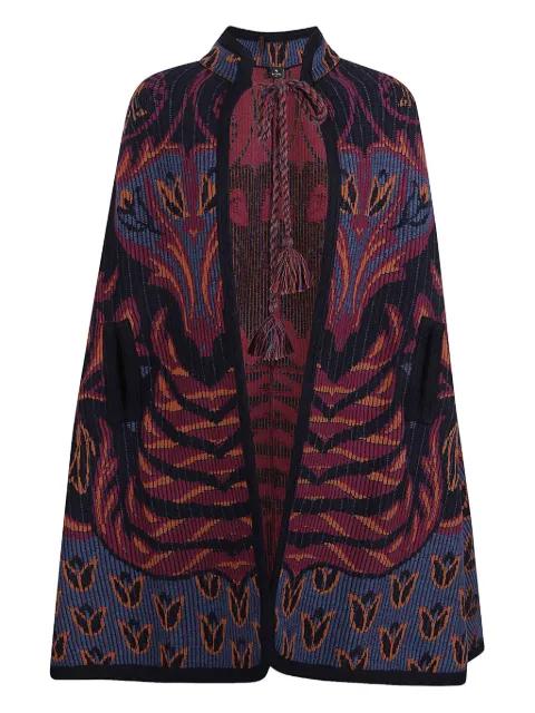 floral-jacquard tassel-detail cape by ETRO
