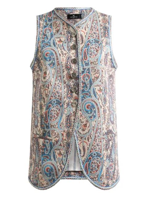 floral paisley-motif jacquard waistcoat by ETRO