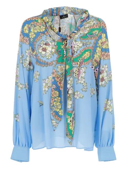 floral-paisley-pattern tie-neck top by ETRO